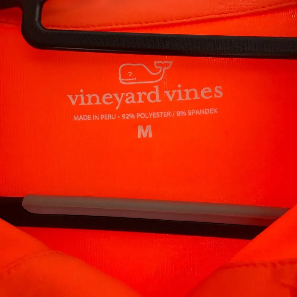 Vineyard Vines Men's Golf Polo Shirt Orange Striped Performance Lg pickleball